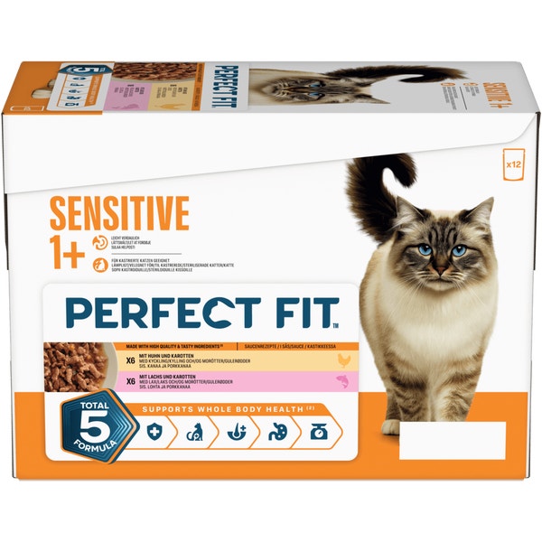 Sensitive Huhn & Karotte, Lachs & Karotte in Sauce, Nassfutter, Portionsbeutel image 1