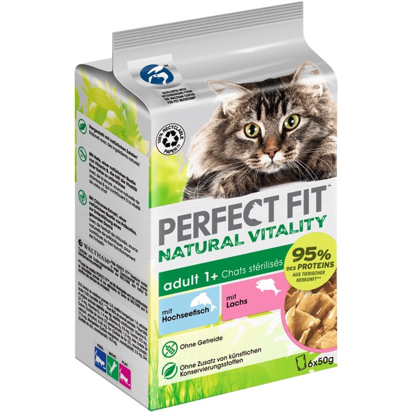 Natural Vitality Adult 1+ Hochseefisch & Lachs, Nassfutter, Multipack, Portionsbeutel image 1