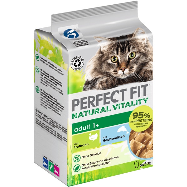 Natural Vitality Adult 1+ Truthahn & Hochseefisch, Nassfutter, Multipack, Portionsbeutel image 1