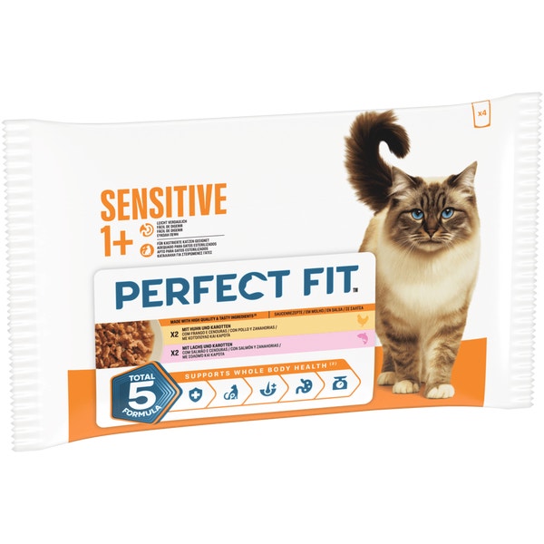Sensitive Huhn & Karotte, Lachs & Karotte in Sauce, Nassfutter, Portionsbeutel image 1