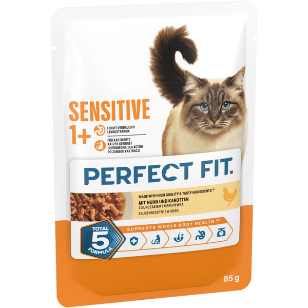 Sensitive Adult 1+ Huhn & Karotte in Sauce, Nassfutter, Portionsbeutel image 1
